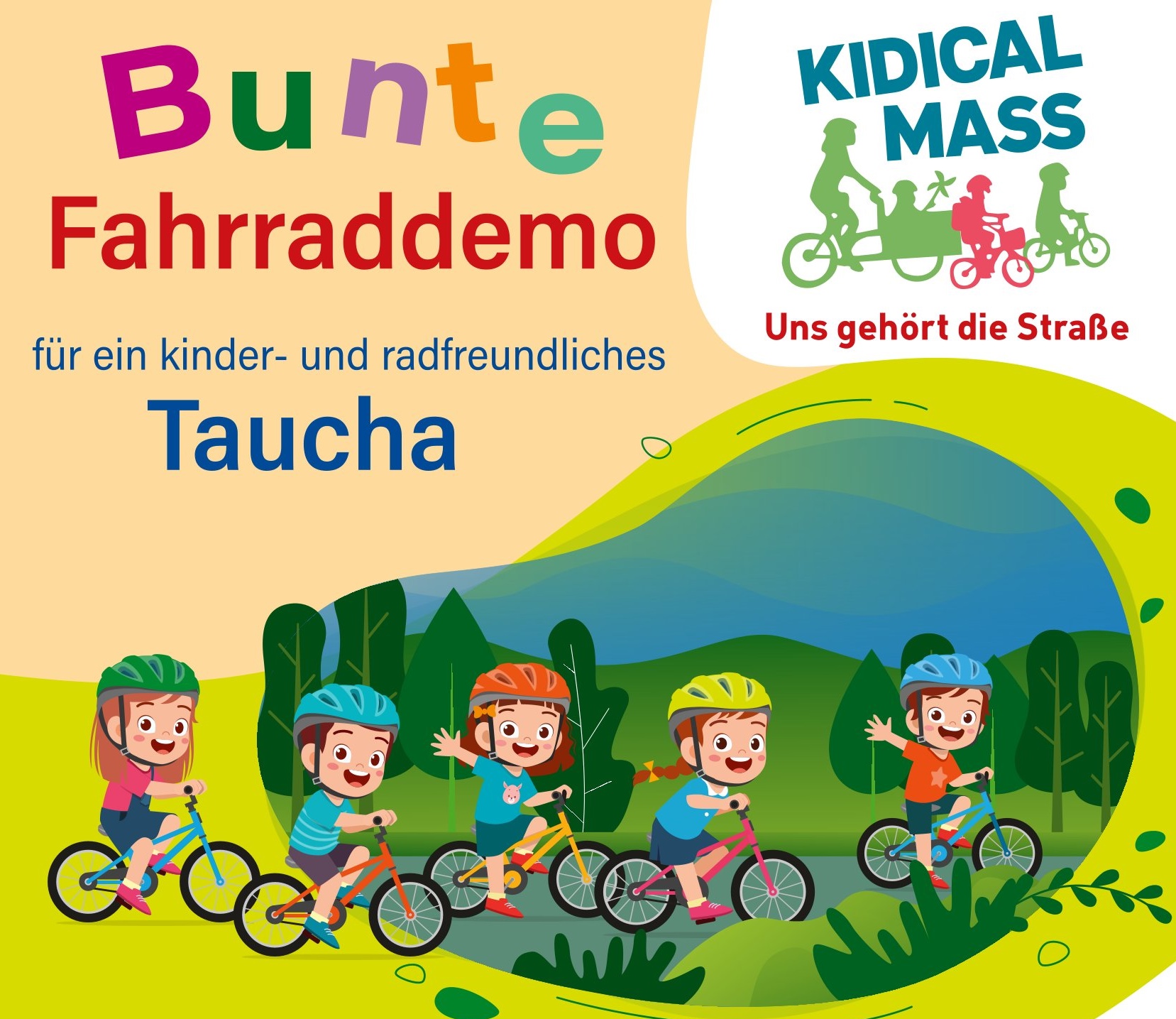 Kiddical Mass - Fahrraddemo durch Taucha