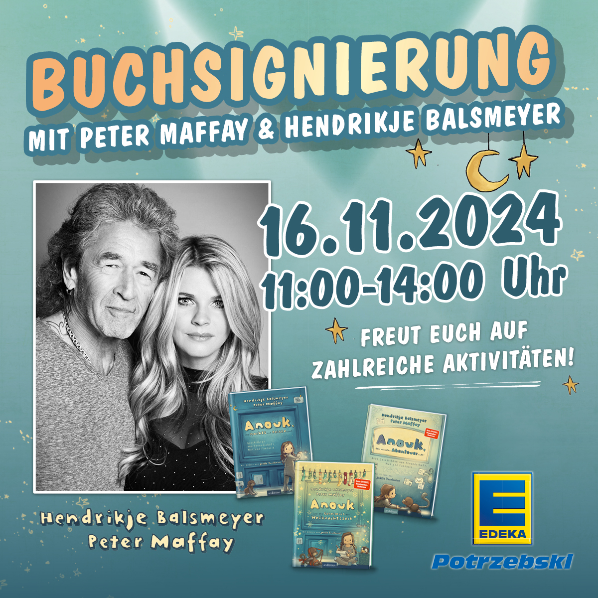 Peter Maffay und Hendrikje Balsmeyer signieren Bücher